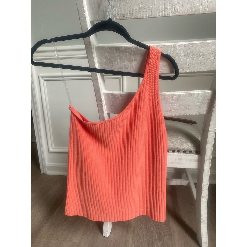 NWT Another Love‎ Orange One Shoulder Ribbed Sweater Tank Size Small